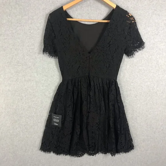 NWT Lulu's Black Lace Mini Dress Size Small - Picture 5 of 11